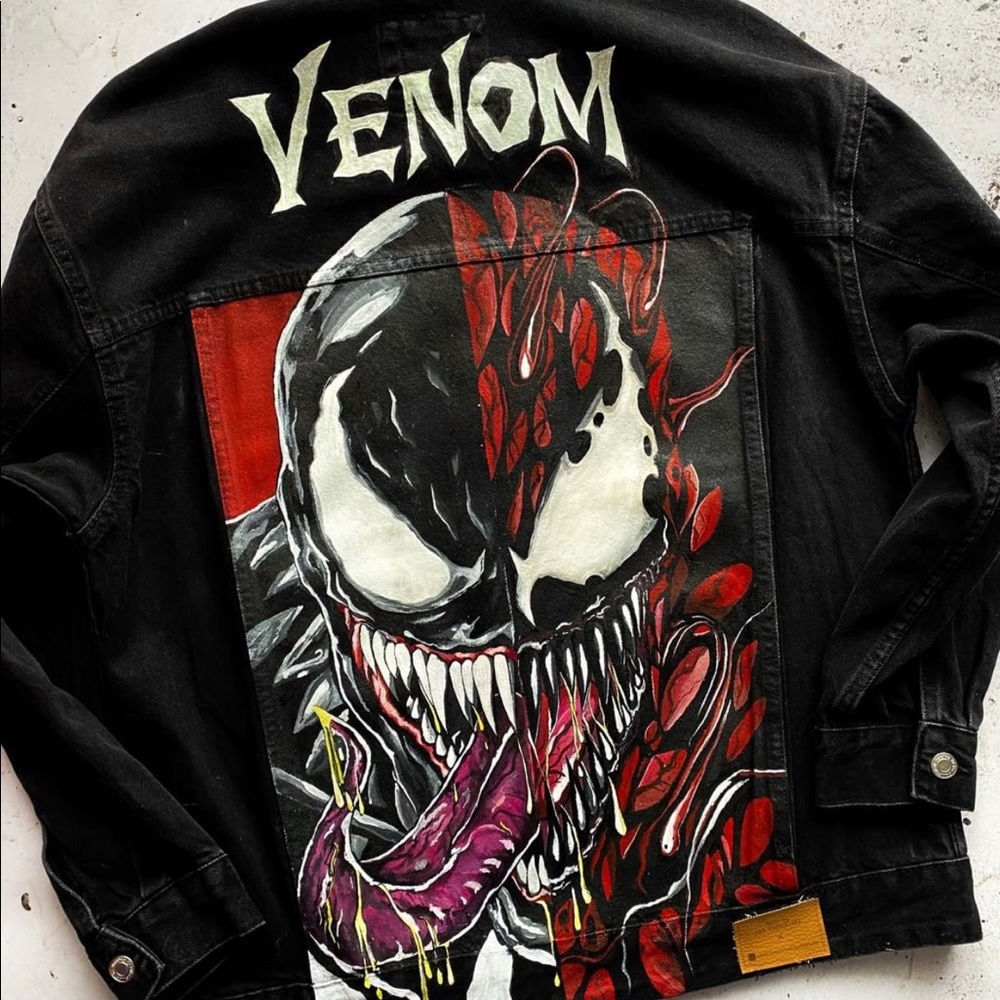 Black venom/carnage custom Jean jacket